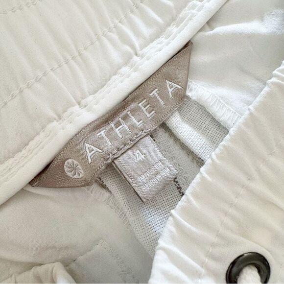 Athleta White and Grey Stripe Bali Linen Crop Pants - Picture 7 of 9